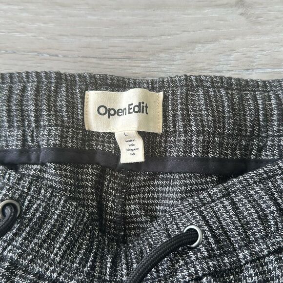 Open Edit Nordstrom Cropped Pull On Pants Black Houndstooth L NWT - Picture 6 of 8